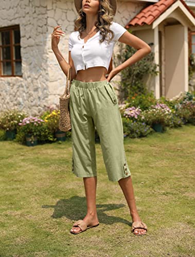 Image of Veatzaer Women's Elastic Waist 3 /4 Capri Harem Pants with Pockets Casual Loose Solid Yoga Trousers S-XXL