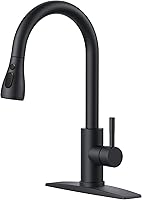 FORIOUS Black Pull Down Kitchen Faucet with Sprayer, High Arc Stainless Steel Single Handle for Farmhouse, RV, Laundry Sink - 1/3 Hole Install