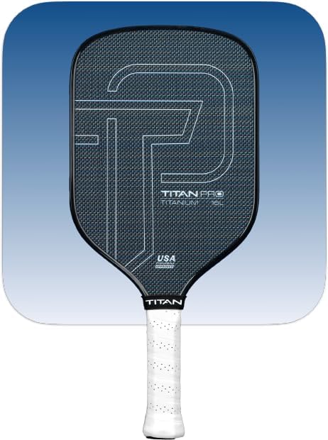 Titan Pro - Paleta de pickleball de titanio, aprobada por Pickleball, opciones de 0.551 in y 0.630 in, revolucionario núcleo Nomex y PP Duo, mango