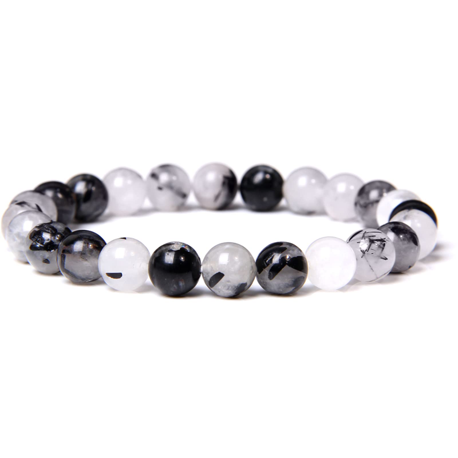 YCTTKDD Natürliches Achat-Stein-Armband, 8 mm, runde Labradorit-Perlen, elastisches Armband für Damen und Herren, Schmuck, Achat, 19 cm