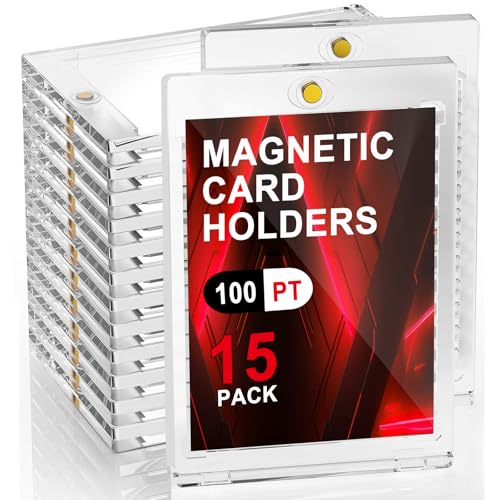 ToBeAce 100pt Magnetic Card Holders, 15ct One Card Touch Holder for Trading Cards, Baseball Card Protectors Hard Plastic, Magnetic Thick Card Display Case for Sports Cards, Game Cards