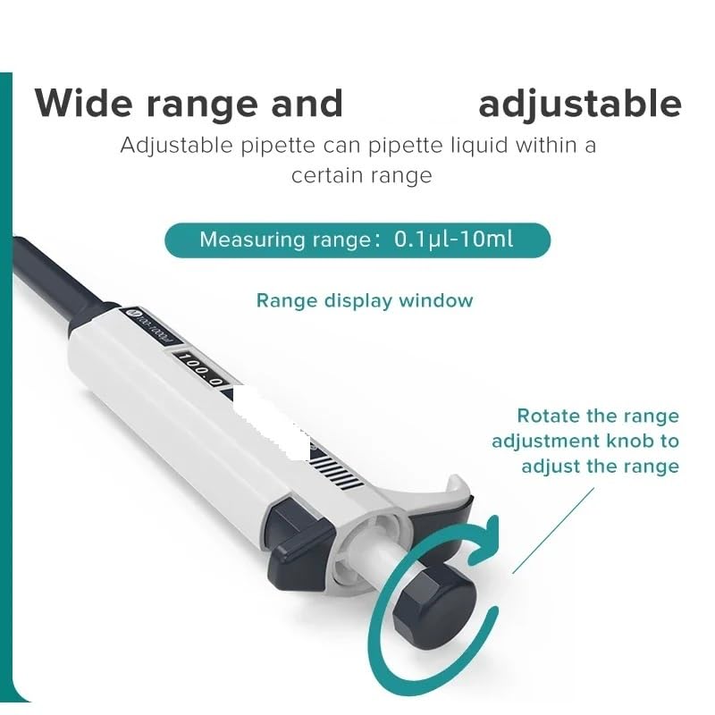 Electric Pipette, Laboratory Pipette Single Channel of Pipettes Manual Adjustable Pipettor Digital Pipette Gun(20-200μl)