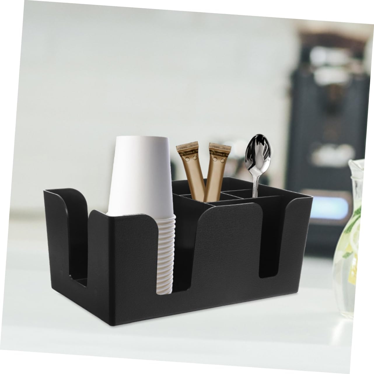 Alipis 2pcs Tea Storage Box Stylish Condiment Organizer Removable Dividers for Tea Bags and Sugar Packets for Home Bar and Office Desktops Material