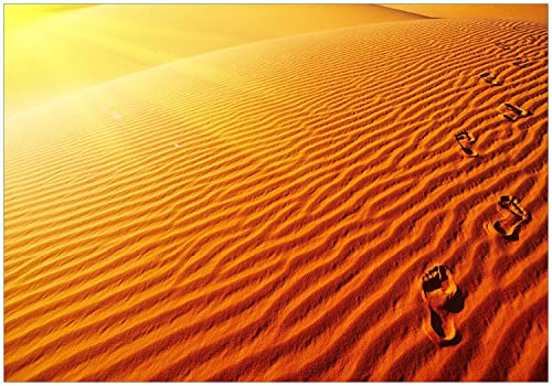 Wallario Vliestapete Fototapete Fußspuren im Sand - Sanddüne in der Wüste - Wandtapete Größe: 200 x 140 cm