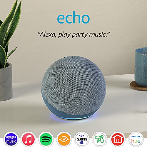 Image of Amazon Echo (newest model), Alexa speaker with premium sound, Ideal for large bedrooms, living rooms and kitchens, Twilight Blue