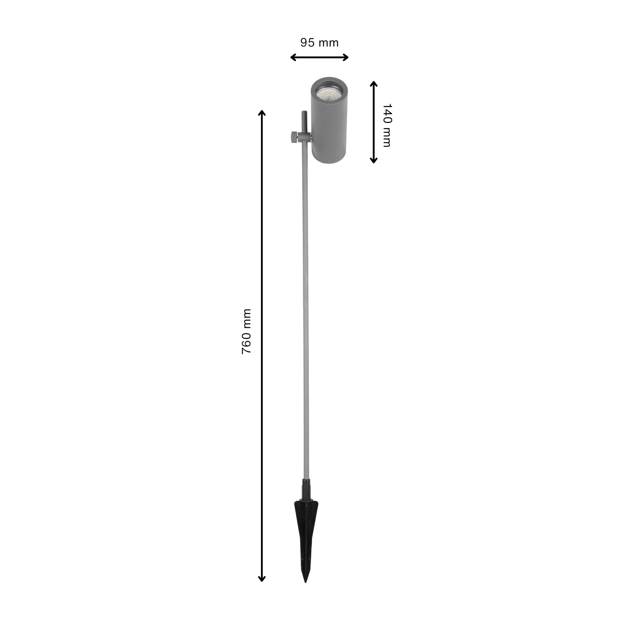 REV Juego de iluminación de jardín (12 luces orientables para senderos, carcasa de aluminio IP65, 230 lm, 3 W, cable de 1,5 m, altura: 76 cm), color gris L450