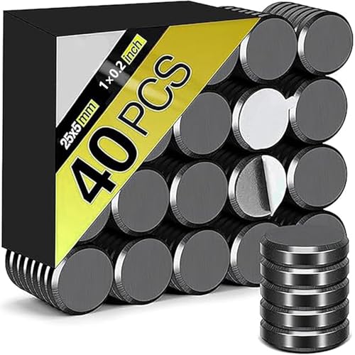 40pcs Strong Magnets Adhesive Magnetic Dots with Adhesive Backing Small Round Magnet Stickers Sticky for Refrigerator DIY Crafts Classroom photographs & Whiteboards (Diameter 1inch/25x5mm)