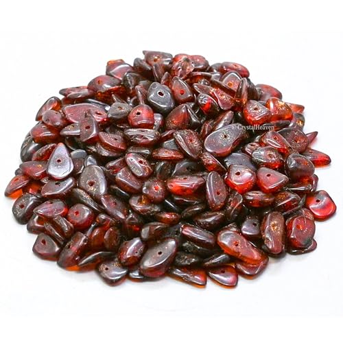 Image of Certified Amber Crystal Raw Chips - Pre Drilled Crystal Stones for Pooja Supplies Vastu Crystal Grids, Meditation, and Healing Practices - Chakra Balancing and Protection Stone