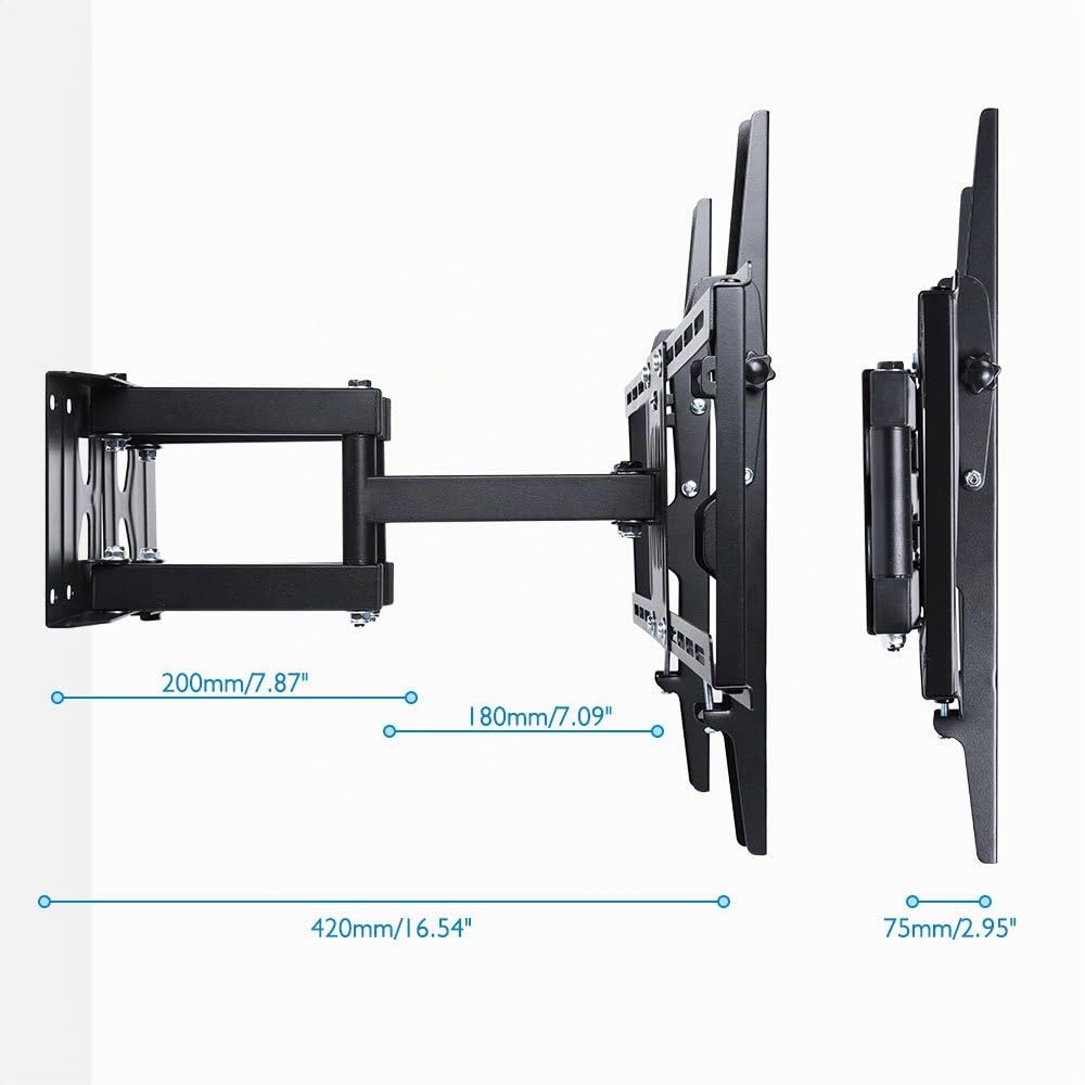 Supporto da Parete Angolo per TV 32-40 Pollici, Braccio Staffa tv da Parete Dritto per 32-65 Pollici, Girevole 90 ° Inclinabile di ±15°, Peso Max 35kg, Max VESA 400x600mm