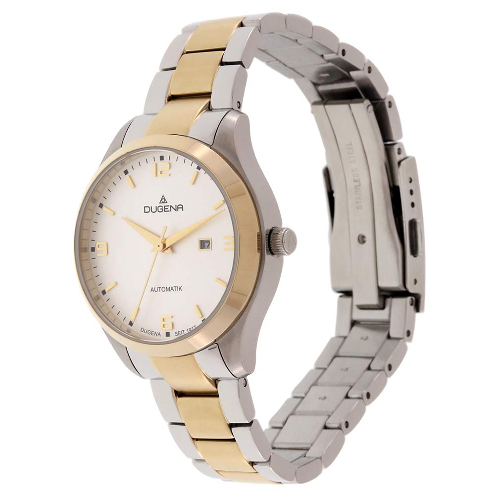 Dugena Damen Automatik Armbanduhr, Saphirglas, Edelstahlarmband, Tresor Woman Automatik, Silber/Gold, 4460914