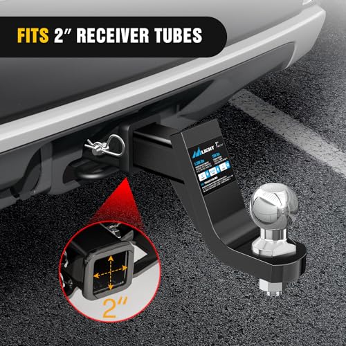 Nilight Trailer Hitch Ball Mount with 2 Inch Trailer Ball & 5/8" Hitch Pin Clip Fits 2 Inch Receiver Square 7500 lbs 6" Drop, 4-3/4” Rise, 1” Hole, Gloss Black Powder Coat, 2 Years Warranty by Nilight - Used condition - Image 7
