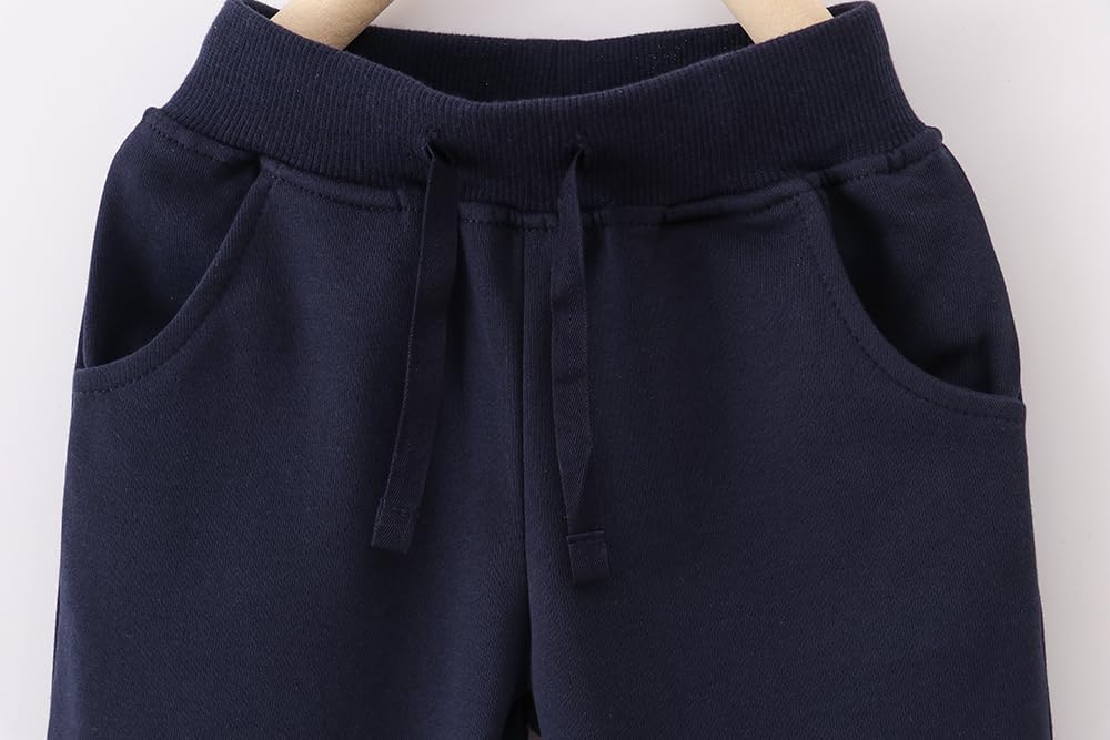 2-3 Pack Boy Drawstring Elastic Sweatpants Toddler Cartoon Print Car Animal Cotton Sport Jogger Pants with Pockets