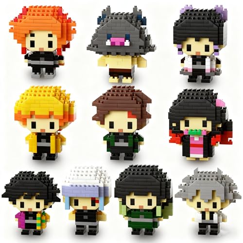 10 Kill Demon Anime Figures Building Block Kit Set, Top Popular Monster Slayer Characters Micro Brick Models Head, Japanese Manga Toy Merch Collectible Christmas Day Gift for Fans, Teen 14+(2000PCS)