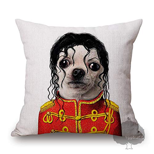 PETS ROCK　UK製 マイケルジャクソン チワワ クッション 新品 即納 マイケルジャクソン クッションカバー 赤 チワワ 犬