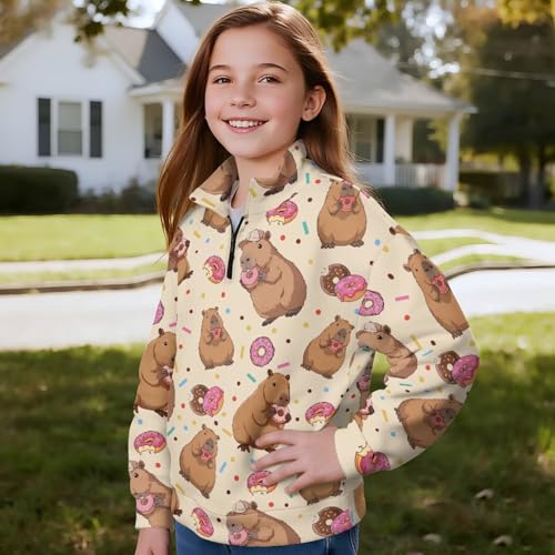 Girls 1/4 Zip Up Sweatshirts Casual Pullover Top Stand Collar Long Sleeve Sweatshirt for Teen Girls3