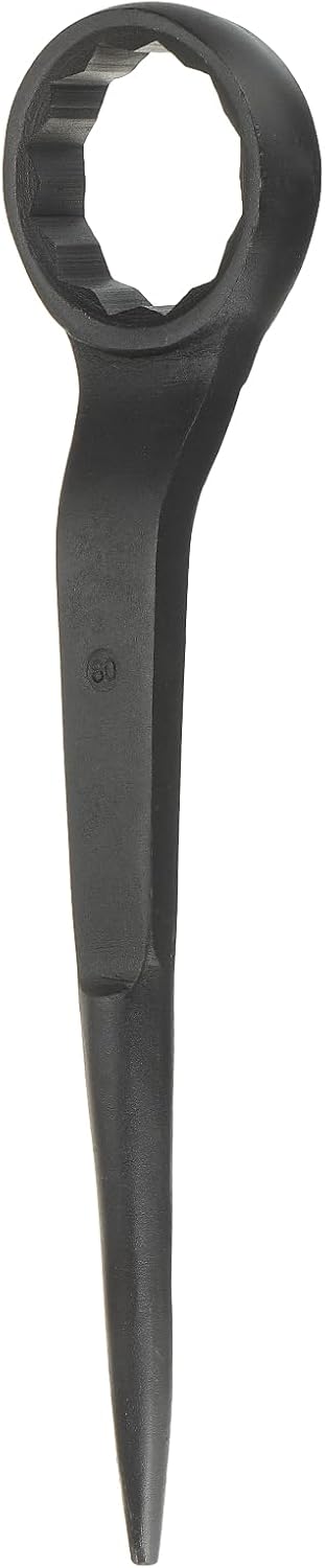 HARFINGTON Single Head Box Wrench 90mm 45# Steel Blackening Metric Striking Wrench Offset Single Head Box End Ring Type Impact Hand Spanner with Pointed Tail for Repair Maintenance, Black
