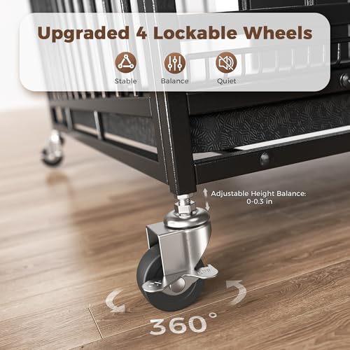 CAMMOO-48-Heavy-Duty-Dog-Crates-for-Large-Dogs-Escape-Proof-Upgraded-4-Lockable-Wheels-Removable-Door-Dog-Kennel-Indoor-Max-Load-300Lbs-Easy-to-Clean-XXL-Dog-Cage-for-High-Anxiety-Dogs