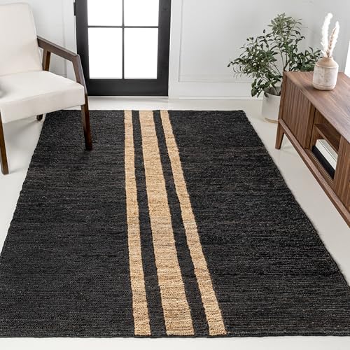 JONATHAN Y Olivier Wide Ticking Stripe Jute Black/Natural Indoor Area Rug, 3x5, Rustic, Farmhouse, Easy-Cleaning for Living Room, Bedroom, Kitchen, Non-Shedding (NRF200B-3)