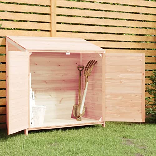 Bopdu Garden Shed Garden Log Store Tool Shed Wooden Outdoor Garden Storage Shed With Roof and 2 Doors, Lockable Gardening Tool Storage, Garden Storage Furniture 102x52x112 cm Solid Wood Fir