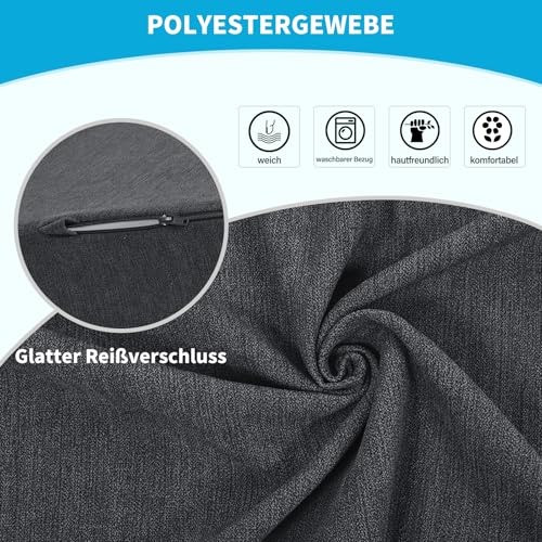 TANYOO Rückenkissen Lendenwirbelstütze für Sofa, Autositz, Rollstuhl Lendenwirbelkissen für Menschen unteren Rückenschmerzen mit Memory Schaum Ergonomisches Lendenkissen Waschbarer Bezug Dunkelgrau