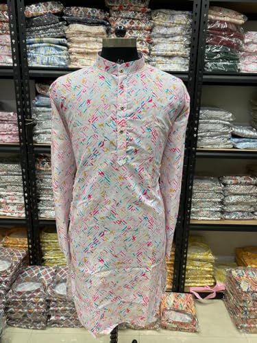 Image of FOXDX Men's Traditional Cotton Floral Printed Only Kurta