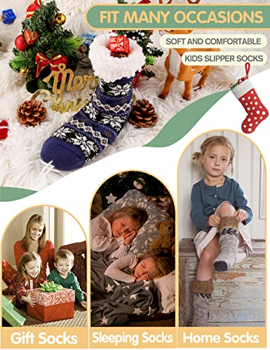 Image of MOGGEI Girls Slipper Fuzzy Socks Kids Boys Fluffy Fleece Lined Warm Plush Sherpa Winter Child Home Socks