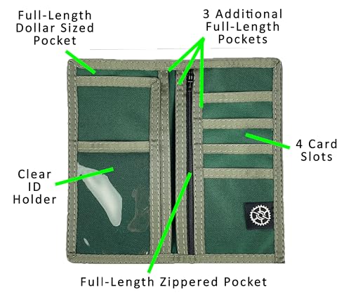 Nylon Executive Bi-Fold Checkbook Wallet Rodeo Style - Made in USA (Hunter Green)3