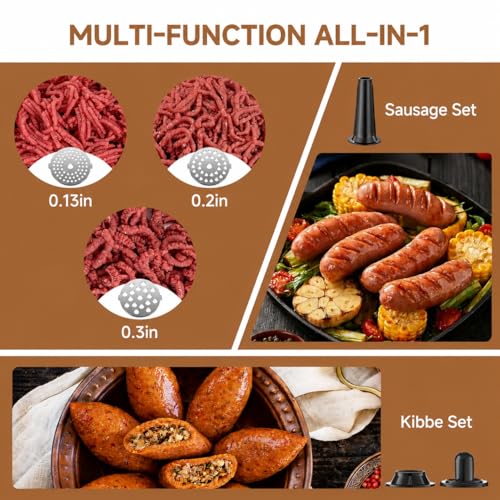 Image of AAOBOSI Meat Grinder Electric, [3000W Max] Meat Grinder Heavy Duty with Auto-Reverse, Innovative Non-Clogging, Built-in Storage, Grinding, Sausage & Kibbe Making for Home Kitchen Use