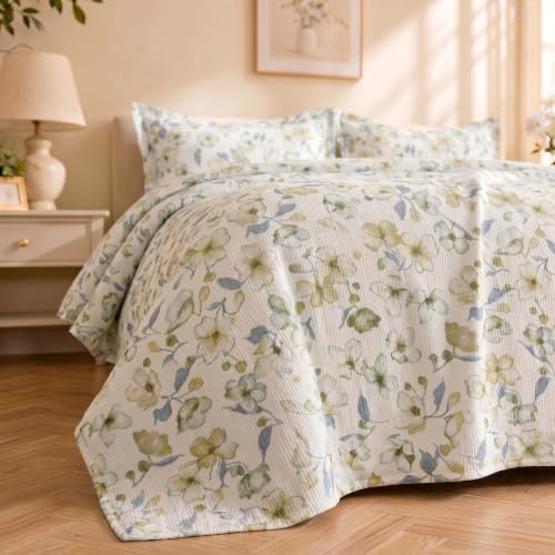Image of SANMARINO Cloud Cotton 210 TC King Size Bedsheet with 2 Pillow Covers | Ultra Soft & Breathable | Floral Design Bedding Set | Hotel-Quality Comfort for a Luxurious Sleep | 270 x 250 cm | Eucalyptus