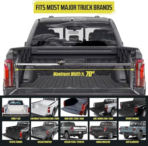 Image of DC Cargo Mall Adjustable Cargo Bar for Pickup Truck Bed - 40 inch-70 inch Truck Bed Divider, 2 Pack Heavy-Duty Cargo Stabilizer for Tundra, Ram 1500 & More