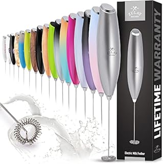 Zulay Milk Frother for Coffee with Upgraded Titanium Motor - Handheld Frother Electric Whisk, Milk Foamer, Mini Mixer and Coffee Blender Frother for Frappe, Latte, Matcha, No Stand - Silver