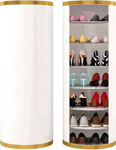 Zapatero - Zapatero estrecho de almacenamiento redondo con rotación de 360, organizador creativo de zapatos pequeños que ahorra espacio para