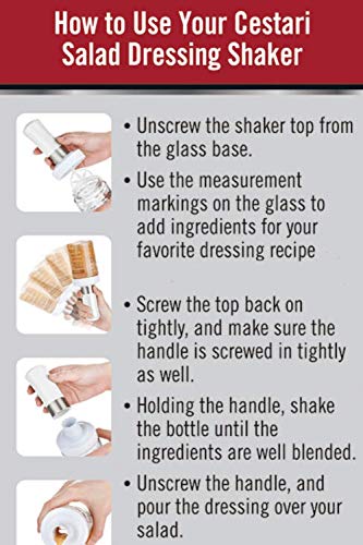 Original Salad Dressing Shaker: Borosilicate Glass Bottle with Mixer Insert, Leak-Proof Salad Dressing Blender and Dispenser with Measurements + Recipes, Reusable Vinaigrette Cruet — view 4