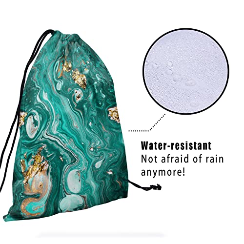 Teal Marble Gymnastics Grip - Gold Texture Grip Bags for Gymnasts - Marbled Art Gym Pouch - Water Resistant & Adjustable4