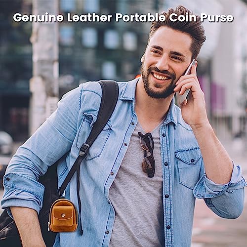 Leather Coin Purse, Soft Change Purse with Hook and 2 Pockets, Mini Coin Pouch Holder For Men Women (Green)2