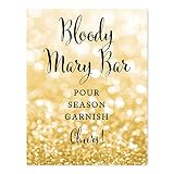 Andaz Press Wedding Party Signs, Glitzy Gold Glitter, 8.5x11-inch, Bloody Mary Bar, Pour Season Garnish Cheers!, 1-Pack