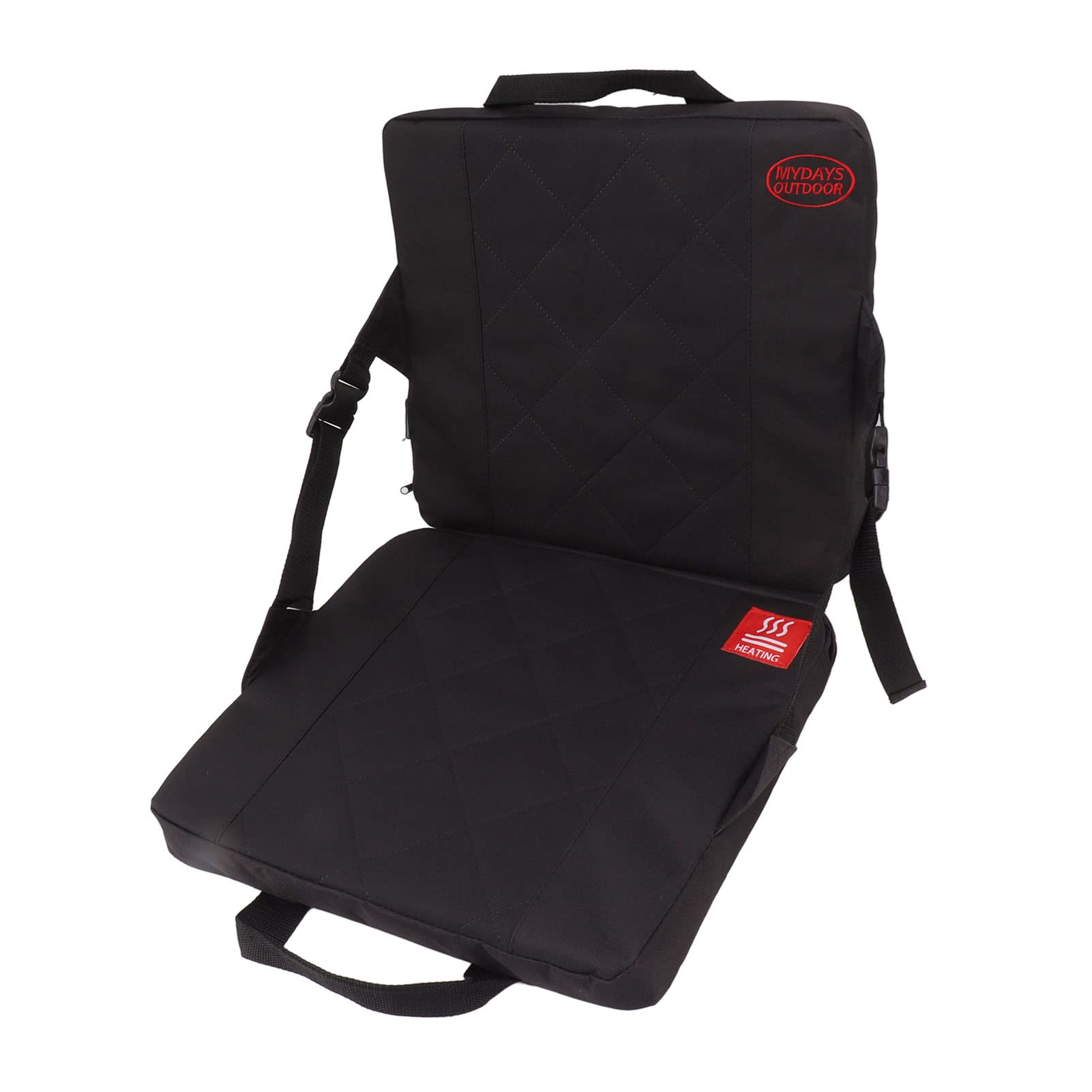 Zerone Cojín de estadio con calefacción recargable, portátil y plegable, cómodo cojín de tela Oxford para oficina, camping al aire libre, color negro