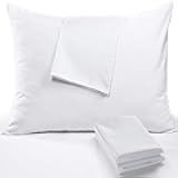 Niagara 4 Pack Pillow Protectors Standard 20x26 Inches Lab Certified Ultra Fresh Treated 100% Cotton Non Crinkle Quiet Breathable Zipper Covers Cases White