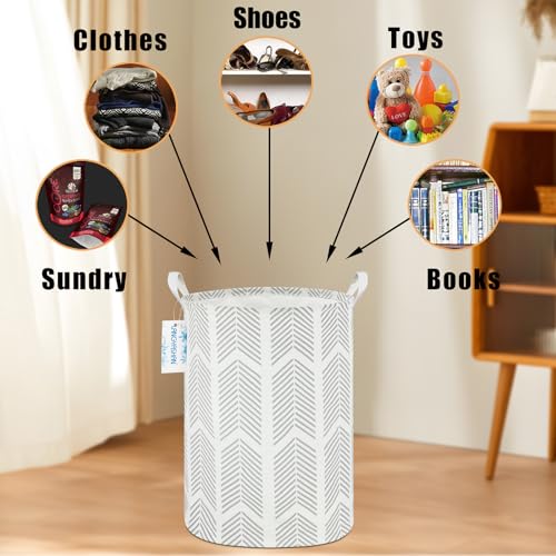 Image of Laundry Basket Canvas Fabric Collapsible Organizer Basket for Storage Bin Toy Bins Gift Baskets Bedroom Clothes Children Nursery Hamper (Arrowhead)