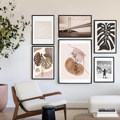 Image of Fixwal 12x18 Picture Frame Set of 6 with Shatter Resistant Plastic Cover, Thin Border Light Weight Poster Frames for Wall Gallery Display, Black