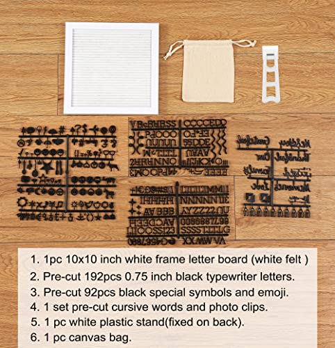 G Gamit Letter Board Sign White Frame 10X10 - Felt Letter Board Baby Announcement Board With Typewriter Letters, White Letter Board Sign Board&Message Board With Stand And Canvas Bag. #TOP5