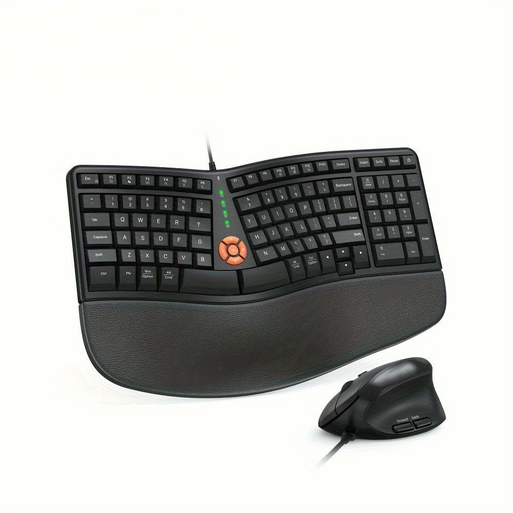 Tastiera Mouse cablato Computer Tastiera Divisa con poggiapolsi Imbottito Tastiera Naturale Verticale Laptop PC Desktop