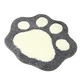 Halloluck Bathroom Rugs Mats, Cute Cat Paw Shape Soft Microfiber Machine Washable Bath Mat Water Absorbent Non-Slip Mat for Bathroom Shower Room (Grey)