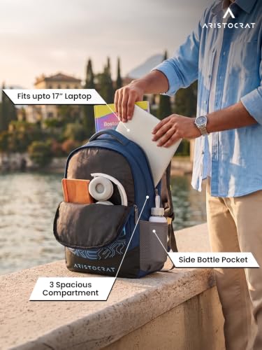 Image of Aristocrat Code 17 Inch Compatible Laptop Backpack 32 L | Premium Durable Fabric | 3 Spacious Compartments | Padded Shoulder Straps | 2 Quick Access Pocket | Ergonamic Back