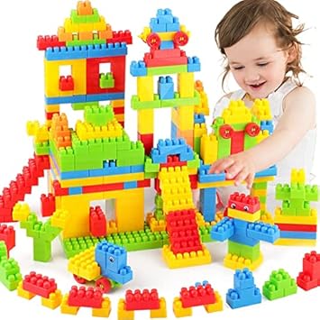 Adichai 250 + Pieces Small Size Building Blocks for Kids with Wheel Age 5+, Smart Activity Fun and Learning Train Blocks For Kids, Multi Color Building Bricks and Blocks for Kids, 250 + Small Size Pieces Building Blocks , Multicolor