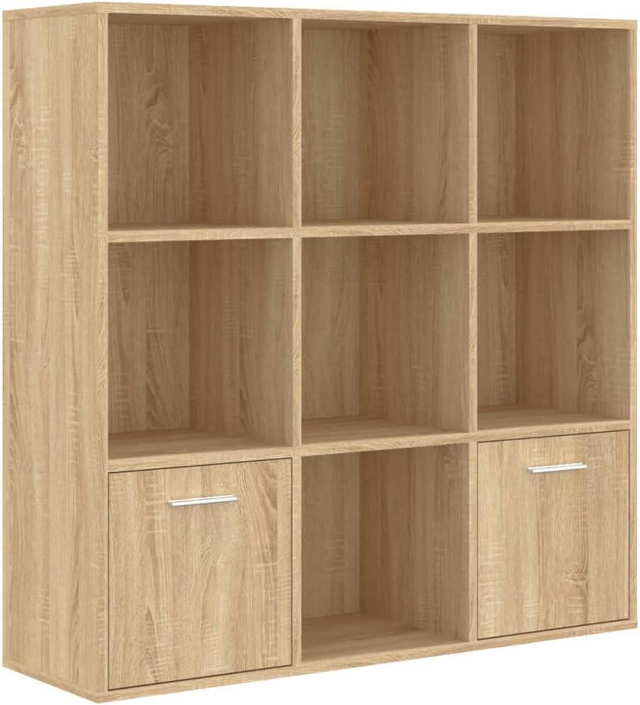 vidaXL Book Cabinet Bookshelf Display Rack Home Office Organiser Storage Shelf Easy to Assemble Decor Furniture Sonoma Oak Engineered Wood