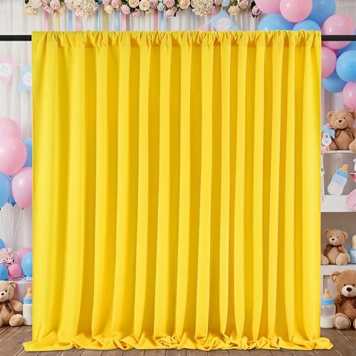 Image of Yellow Backdrop Curtains Drapes 6 Panels 5ft x 10ft Polyester Birthday Backdrop for Photo Party Stage Window Decorations