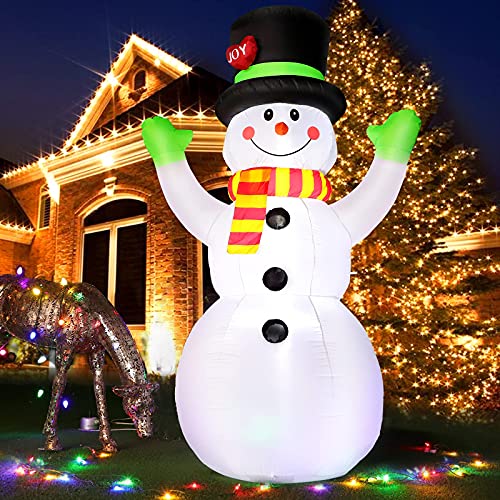 7 Ft Christmas Inflatables Giant Snowman Outdoor Decorations, Blow Up Snow Man Yard Decor Built-In Bright Led Light Wear Magic Hat, Weatherproof Holiday For Garden Patio Lawn Party Xmas Gifts #TOP6