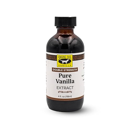 Singing Dog Vanilla Extracto orgánico de vainilla pura de doble fuerza, botella de 4 onzas líquidas, certificado por USDA, vainilla sin azúcar,