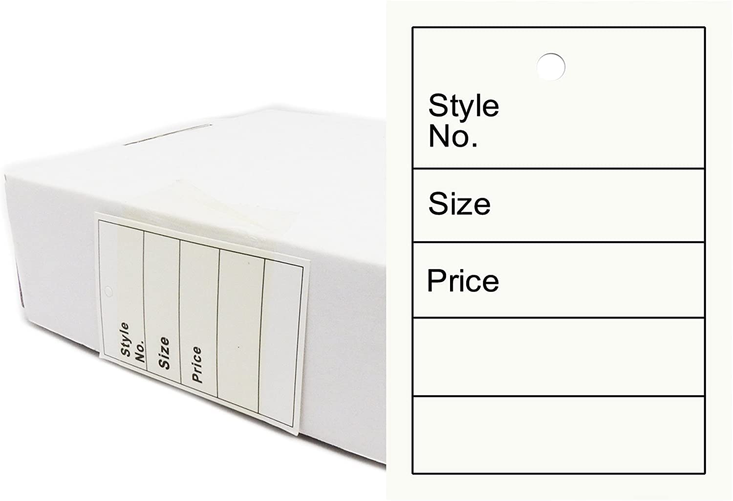 1000 UnStrung Un-Perforated Clothing Stock Ticket 40x62mm – No 4 Ticket (Style No, Size, Price)